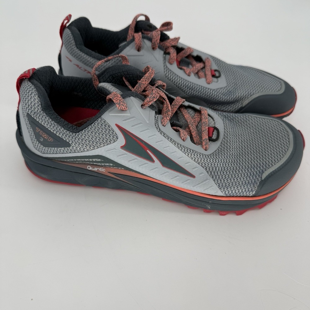 Altra Timp 3 Trail Running Shoes Women's US 8 Zero Drop Gray Red Lace Up - Picture 7 of 9